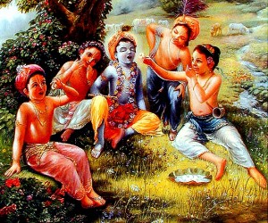 Los amigos de Krishna jugándole una broma...
