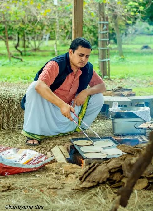 Cooking chapatis over a cow dung fire