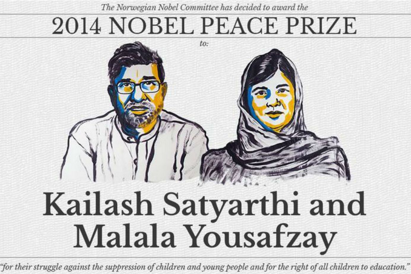 Así destacó el premio a los dos luchadores por la paz el portal web de los premios Nobel