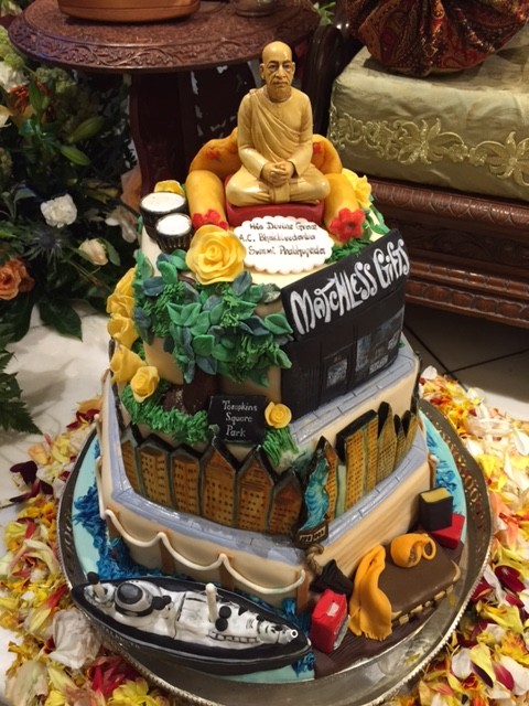 A cake for the 50th anniversary of Prabhupada's arrival in America